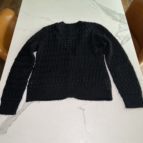 Cotton Emporium Mohair Blend Black Wide Knit Button Cardigan Sweater Large USA - Picture 8 of 9